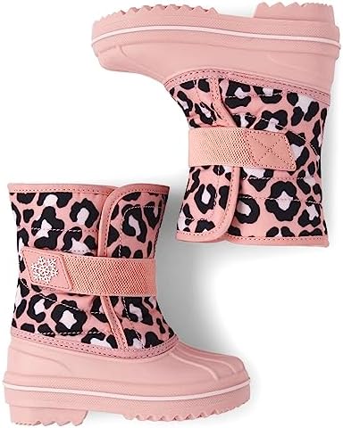 The Children's Place Girls and Toddler Faux Fur Trim Winter Snow Boots, Cheetah Print, 6 | Image 1
