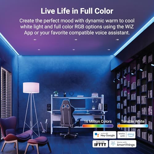 Image of HALO 6 inch Smart Wi-Fi Slim Canless LED Downlight Powered by WiZ Pro, Dimmable Full Color with Smart Home Integration : HLB6099WZRGBWMWR