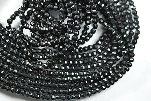 Spinelle noir facetté 3mm perles rondelles pierres naturelles noires