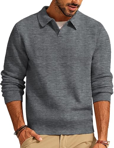 PJ PAUL JONES Mens Sweater V Neck Pullover Sweater Long Sleeve Cable Knit Textured Sweater