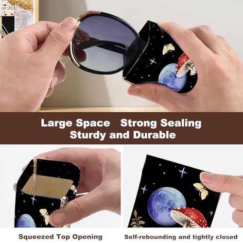 Image of Anikathy 2Pcs Sunglass Eyeglass Glasses Case Soft PU Leather with Cleaning Cloth Cute Glasses Pouch Bag for Men Women Girs