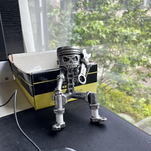 Escultura de calavera tallada en resina estilo pistón 14 cm miniatura 7