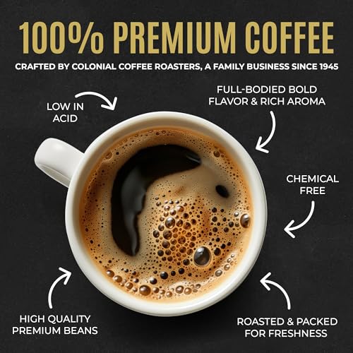 Colonial Coffee 32 Count Single Pot Coffee Packets – 100% Arabica Dark Roast | Pre-Measured Frac Packs for 12 Cup Maker | Bulk Ground Gourmet Coffee for Home & Office