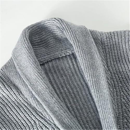 Men Sweaters Turn Down Collar Knit Cardigan Solid Single Breasted Casual Knitwear Sweatercoat4