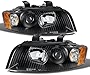 ACANII - For [Halogen Model] 2002-2005 Audi A4 S4 B6 Quattro Black Projector Headlight Headlamps Replacement Left+Right