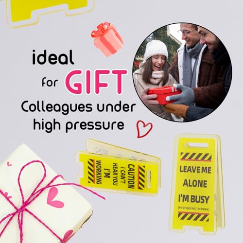 Funny Sticky Note Holder – 6 Pack Note Holder Clips, Overstimulated Desk Sign for Office, Hilarious Desk Signs for Coworkers, Perfect Funny Office Gifts (Yellow)