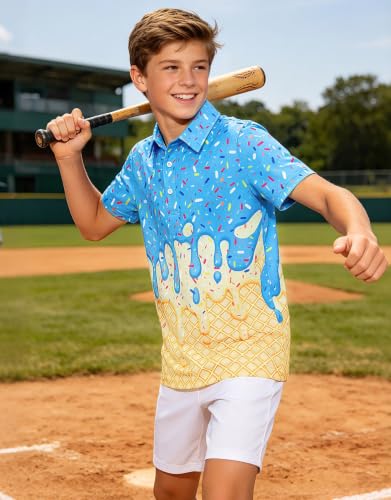 Move Dance Boys Polo Shirt Ice Cream Drip Short Sleeve Golf Blue 5-6 Years - image 2