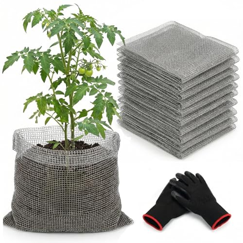 Emycool 10 Pack Gopher Baskets 5 Gallon Gopher Cages for Planting Stainless Steel Metal Mesh to Protect Plant Root from Gophers Moles and Voles