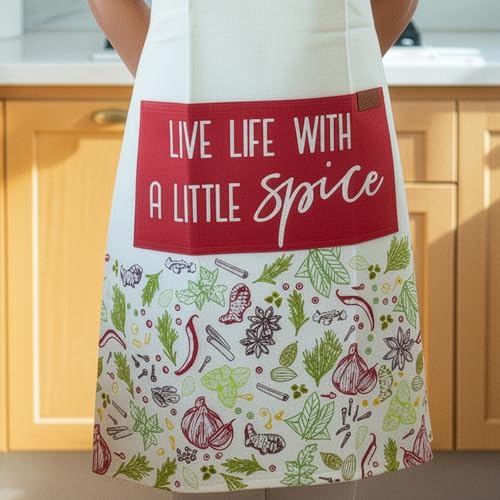Image of 100% Cotton Unisex Apron - Adjustable Neck Straps, Vibrant Print, Reinforced Stitching, Multipurpose& Deep Pocket - for Cooking, Catering, Gardening, Painting-Printed Aprons