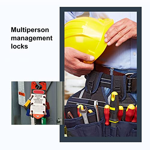 Image of Lock Out Tag Out Hasp, Aluminum Alloy Porous Safety Lockout Hasp, with Tag, Portable Lockout Tagout Hasp, Loto Hasp for Padlocks