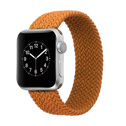 EAE Braided Solo Loop Band Orange Elastic Compatible with iWatch Series SE 1/2/3/4/5/6 (Small)
