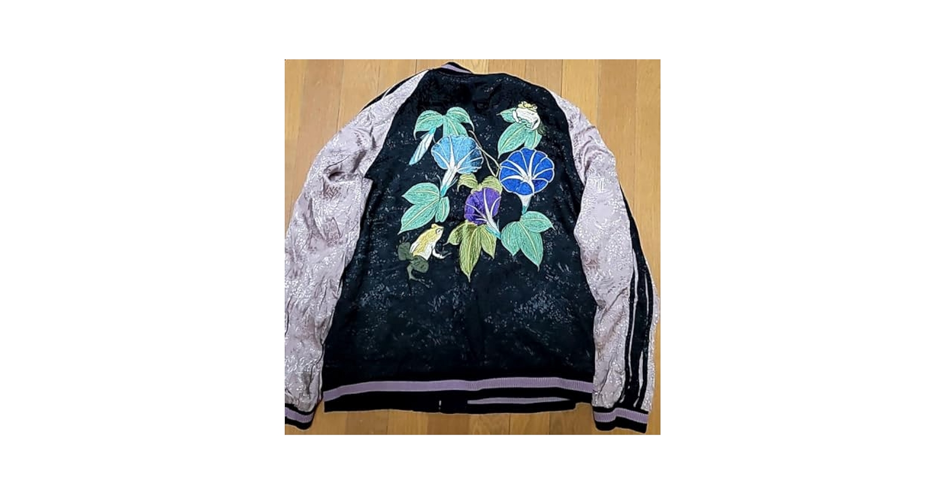 花旅楽団 スクリプト　刺繍スカジャン　リバーシブル　レア！朝顔　蛙とカボチャの花 Amazon.co.jp: 花旅楽団 スクリプト 刺繍スカジャン