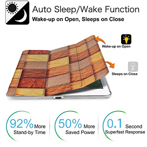 Image of DuraSafe Cases iPad Mini 4 7.9 Inch 2015 [ Mini 4th Gen ] A1538 A1550 MK6K2HN /A MK6J2HN /A MK6L2HN /A Trifold Printed Hard Smart PC Transparent Back Cover - Brown Patchwork