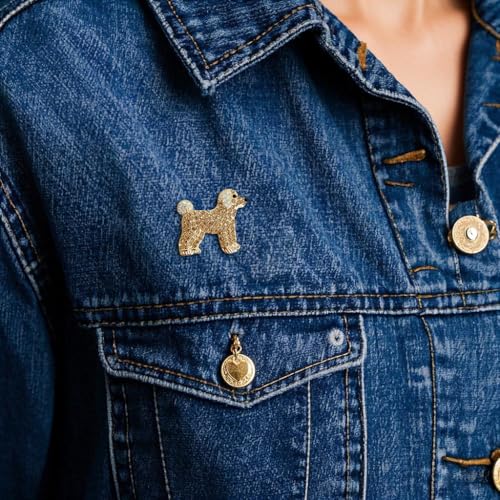 Image of Rhinestone Gold Dog Brooch Pins for Women Cute Puppy Lapel Pin Animal Costume Jewelry Accessory Suit Collar Dress Jacket Festival Gift for Pet Lovers
