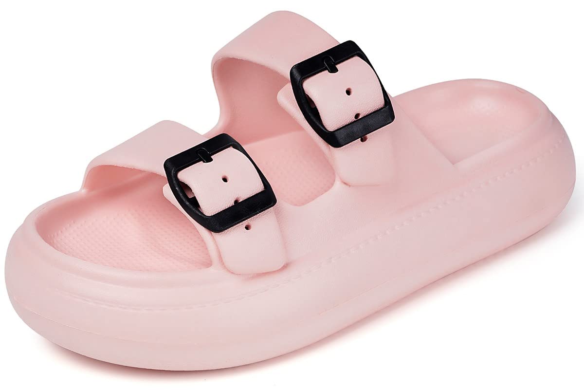 Gaatpot Zapatilla de Baño Niños Niña Chanclas Zapatos de Playa y Piscina Ajustable Doble Hebilla Sandalias Antideslizantes Rosa 33/34 EU
