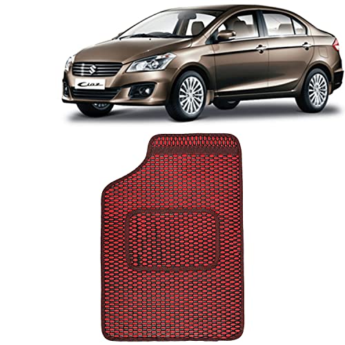 Image of Kingsway Dotted Design Car Floor Foot Mats Universal Fit for Maruti Suzuki Ciaz, Model Year : 2014-2017, Water and Dustproof, Color Red, Set of 5 Pieces