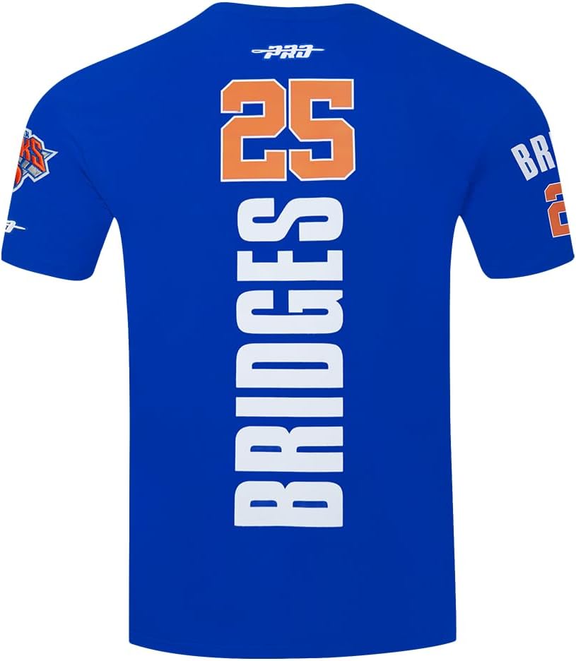 Pro Standard Mens NBA New York Knicks Mikal Bridges #25 Classic Player Short Sleeve Tee Royal Blue M - Image 2