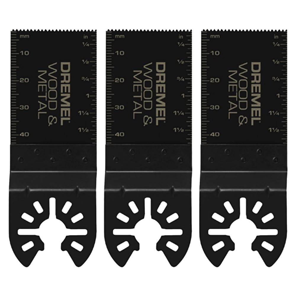 Dremel Confezione da 4 lame oscillanti bimetalliche multitool per taglio a filo, ideale per applicazioni di taglio di legno e metallo, interfaccia universale Quick-Fit adatta a Bosch, Makita