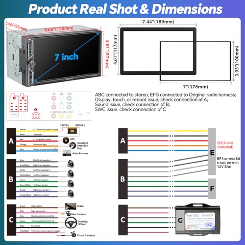 Image of 7 inch QLED Double Din Car Stereo Compatible with Wireless Apple CarPlay & Android Auto, Bluetooth 5.3 Car Radio, 240W 4.2-Channel Audio, MirrorLink, SWC, Backup Camera