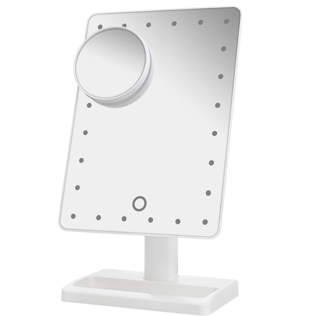 GiYole Large Lighted Makeup Vanity Dressing Table Mirror with 24 LED Light, Illuminated Tabletops Cosmetic Mirror, with 10x Magnification Detail Mirror and Dimmer Switch, Battery Operated, White