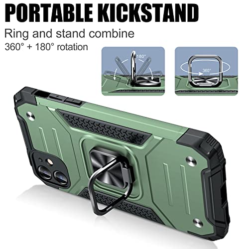 Jame Designed For Iphone 11 Case With Screen Protector 2Pcs, Military-Grade Drop Protection, Protective Phone Cases, With Ring Kickstand Shockproof Bumper Case For Iphone 11 6.1 Inch Alpine-Green #TOP2