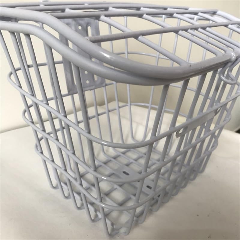 Cestino per bici elettrica Cestino per bici interamente in metallo, anteriore e posteriore, bianco, decorativo da appendere