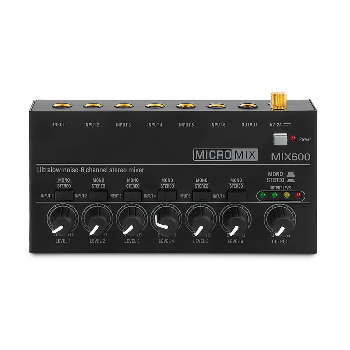 Mezclador de sonido ultra compacto de metal de bajo ruido de 6 canales estéreo mezclador de línea para grabación en estudio doméstico en vivo