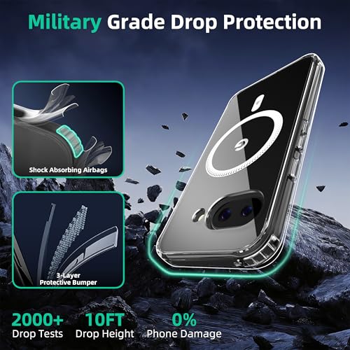 Image of ONES Magnetic for Goolgle Pixel 10a Slim Case, Compatible with Magsafe, Military-Grade Drop Guard, Anti-Yellowing, Shockproof Cove Pixel 10a, Scratch-Resistant, Transparent