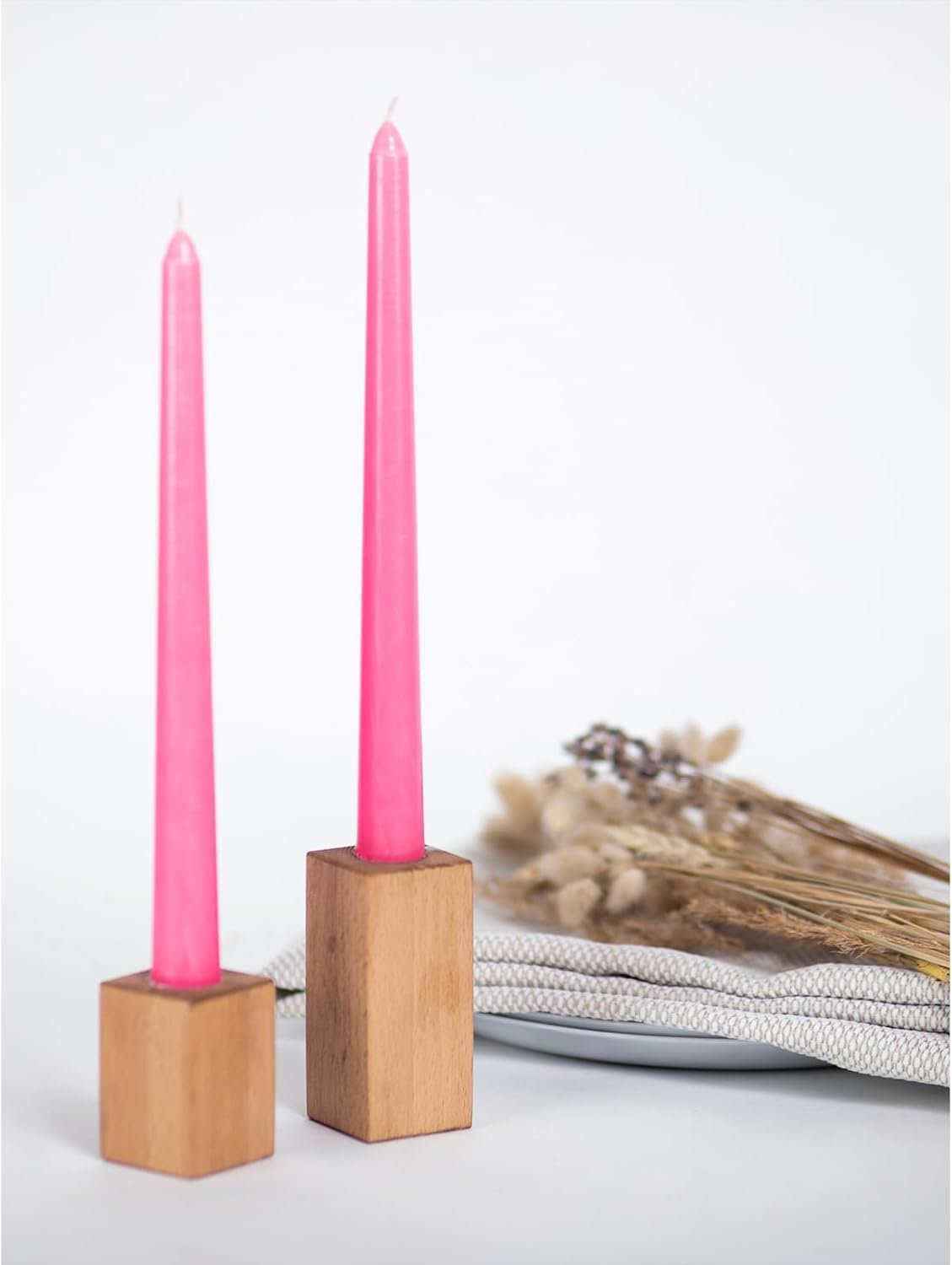 Pink Taper Candles - Set of 4 Dripless, Long Burning -3 Pink Taper Candles - Set of 4 Dripless, Long Burning -3