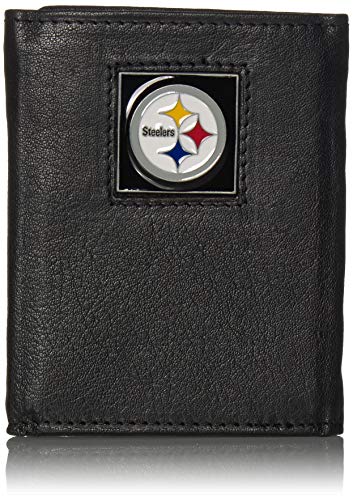 Siskiyou NFL Pittsburgh Steelers Carteira de couro com dobra tripla, preta, grande