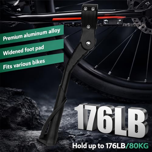 Image of Cyfie Bike Kickstand for Adult's Bike, Adjustable Rear Side Bicycle Kickstand, Suitable for 24-29 inch Mountain Bikes, E-Bike, BMX, 700C Road /Hybrid Bikes, etc. Aluminum Alloy Maximum Holds 176lbs