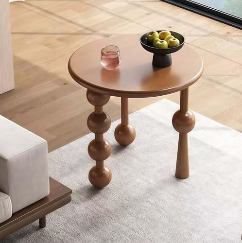 Mesa de centro nórdica de madeira maciça, mesa lateral criativa leve de luxo estilo retrô (marrom)