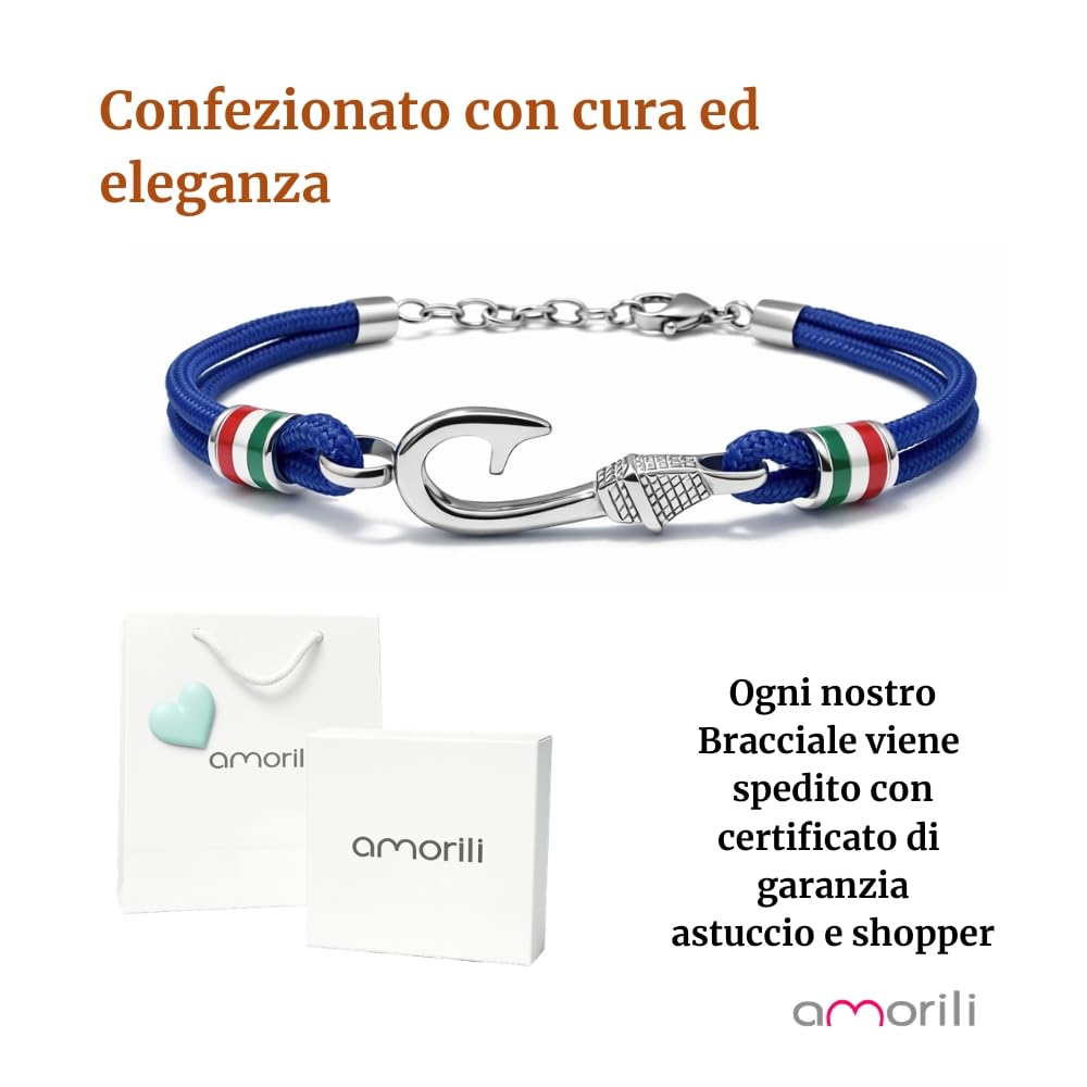Bracciale Amo da Pesca Uomo Donna – Accessorio Pescatore in Acciaio Inossidabile – Idea Regalo per Amanti della Pesca – Braccialetto Unisex Regolabile – Stile Nautico - bcc1629