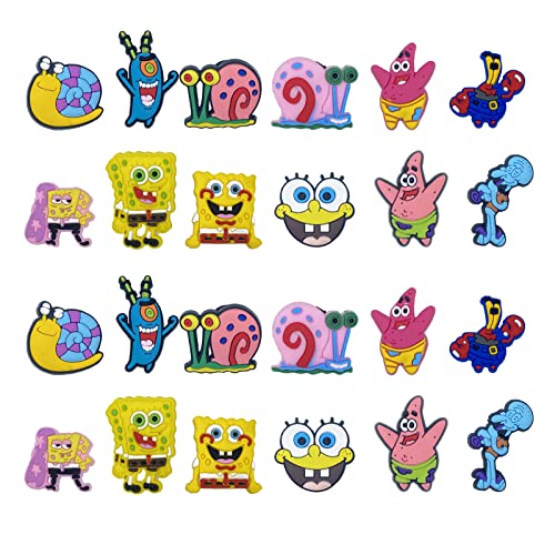 wopin 24 Piezas Pins para Zuecos Bob Esponja, Accesorios para Zuecos PVC,Charms Zuecos Dibujos...