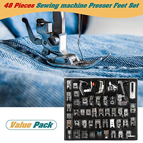 Aiskaer Professional 48Pcs Sewing Machine Presser Feet Set For Brother, Babylock, Singer, Janome, Elna, Toyota, New Home, Simplicity, Kenmore, #TOP2