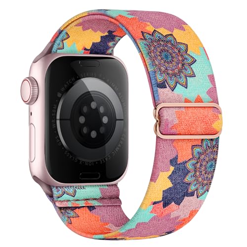 Image of 4 Pack Stretchy Nylon Solo Loop Bands Compatible with Apple Watch Band 38mm 40mm 41mm 42mm 44mm 45mm 46mm 49mm, Sport Elastic Wristband Women Men Strap for iWatch Series 11 10 9 8 7 6 5 4 3 SE Ultra