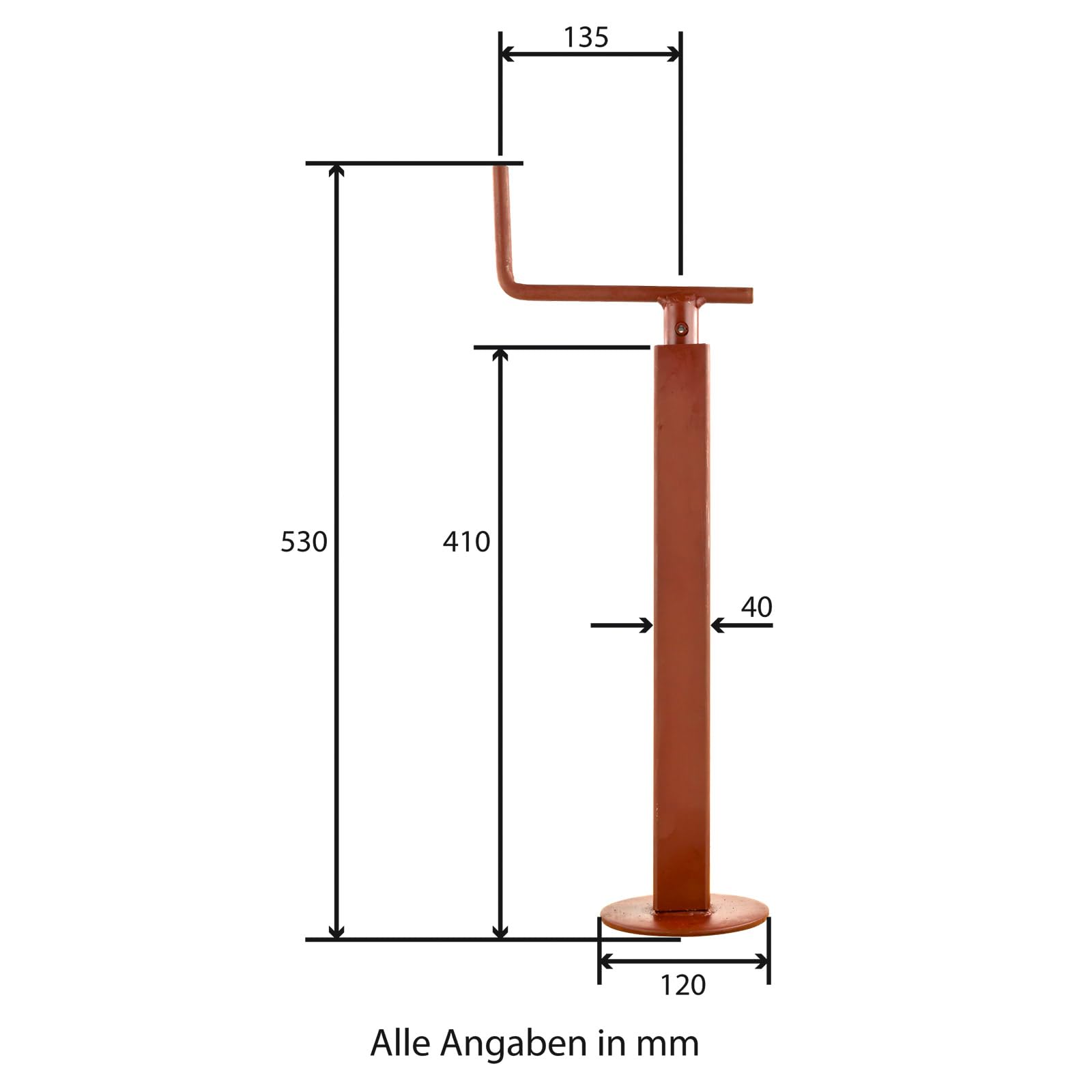 DEMA Stütze 40mm Vierkant – Stützfuß, Anhängerstütze, Kurbelstütze, mechanisch, 250 kg Tragkraft, 175 mm Hub, stabil, verzinkt, höhenverstellbar