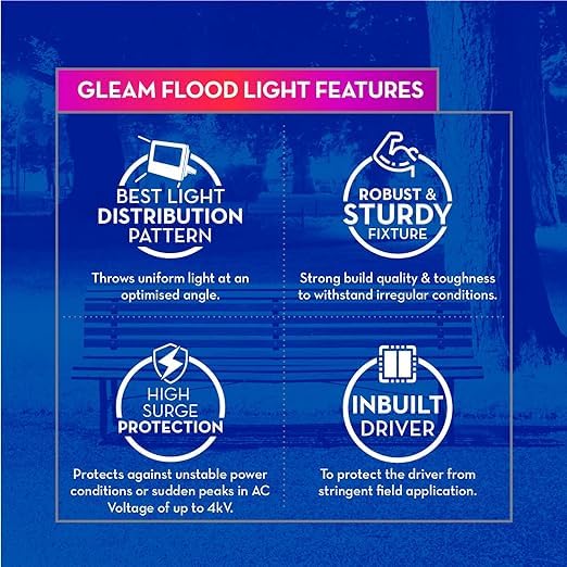 Image of Crompton Aluminium Gleam 70 Watt Outdoor Waterproof LED Flood Light | Wide Angle Beam | (Cool Day Light 6500K) - Pack Of 1