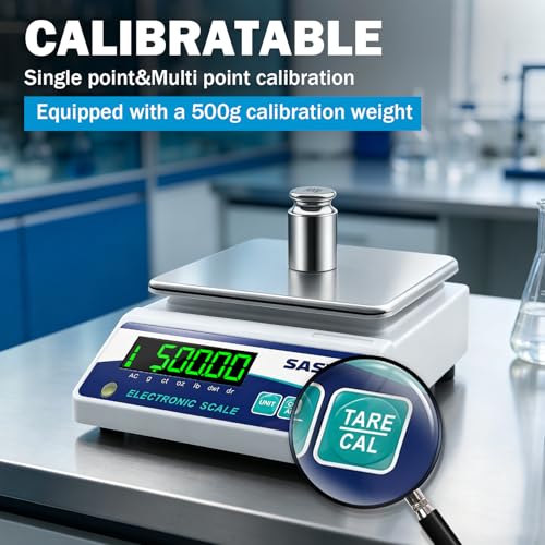 Image of Lab Scale 6000g x 0.01g Scientific Scale g /oz /ct /lb /dr /DWT High Precision Digital Electronic Analytical Balance for Jewelry Kitchen Laboratory School, Includes 500g Calibration Weight&Battery