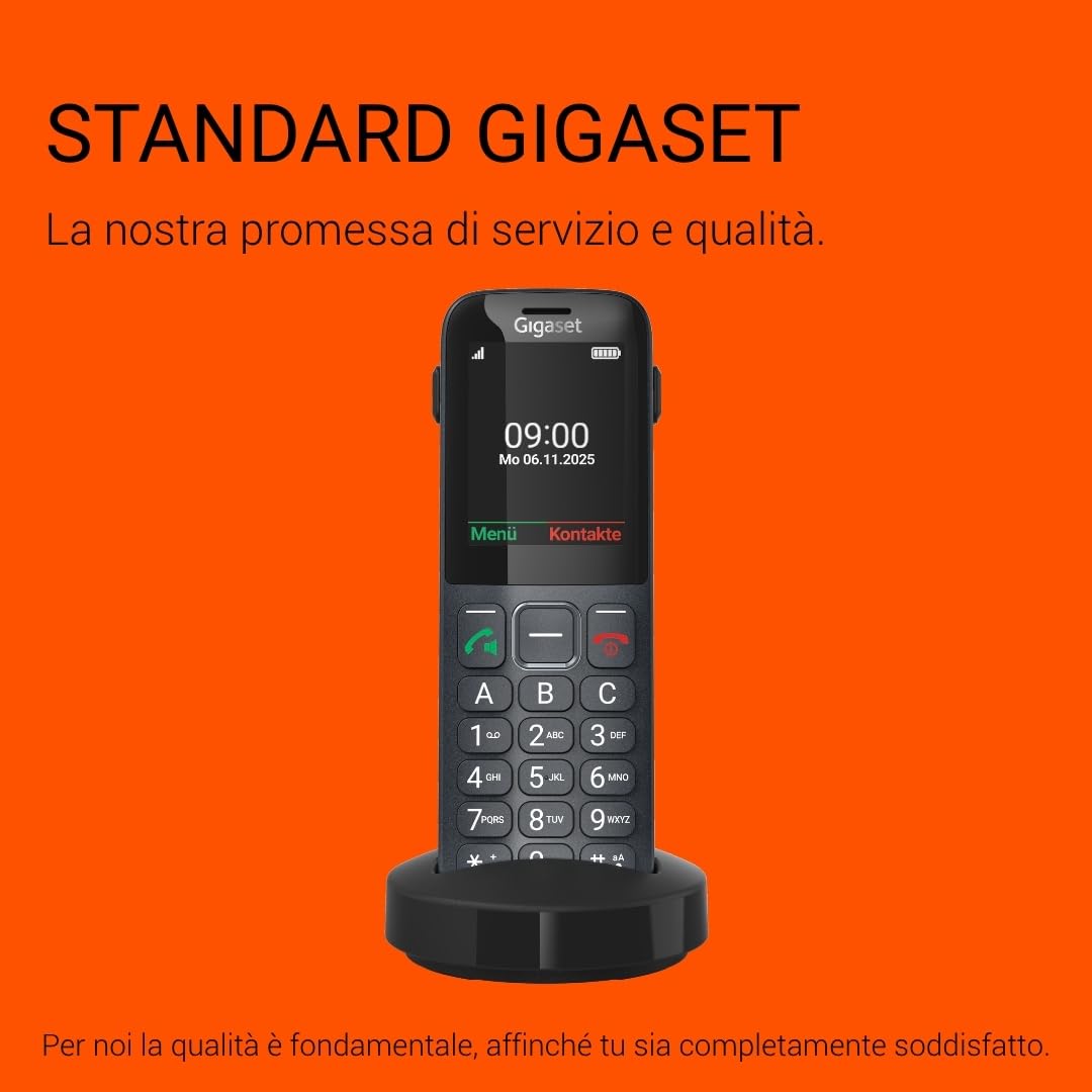 Gigaset Comfort 600 SIM - 4G Volte HD Telefono con display a colori da 2,4",compatibile con apparecchi acustici,grande memoria per 500 contatti, compatibile con DE, IT, FR, NL, BE, Che, AUT, antracite