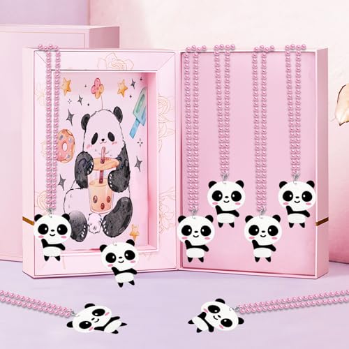 Image of Bulk 24 Pack Panda Necklace Party Favors for Wild Animal Themed Party, Wedding, Anniversary, Engagement, Birthday Goodie Bag Stuffers, Photography Props, Home Decorations