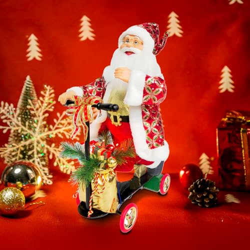Père Noël avec scooter animé LED objet de décoration maison durable - 5