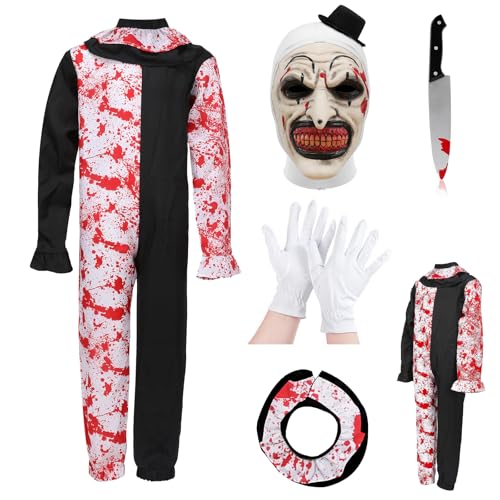 Yearsahrk Costume da terriere per bambini, maschera horror Art The Clown, costume da scary killer clown, costume per...