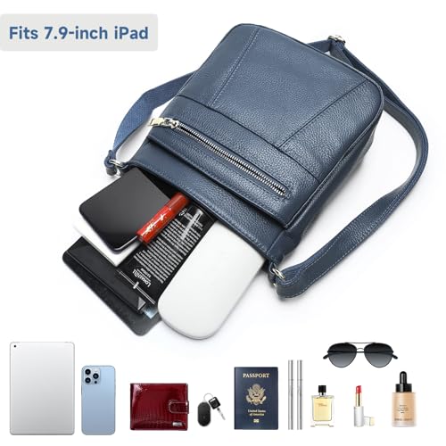 NIUCUNZH Genuine Leather Crossbody Bags Womens Lightweight Shoulder Purse ladies Small Hobo Handbag Blue3