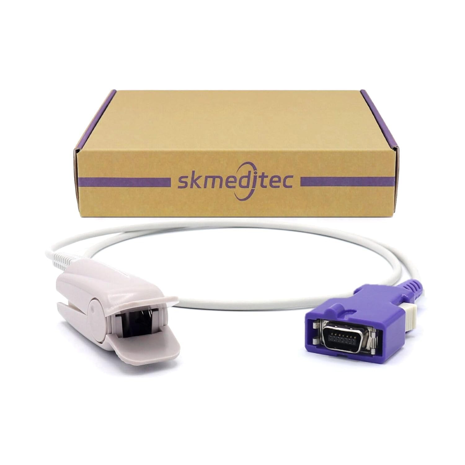 SpO2 Sensor 9.8FT Cable with Chip Compatible with Nellcor Oximax SpO2 Module, Reusable Large Clip Probe with 14 Pins Connector, Replacement Cord