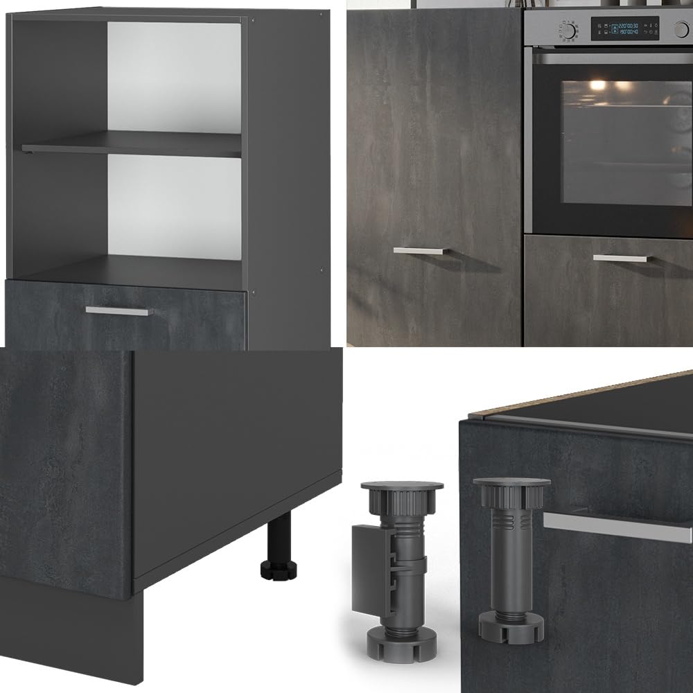 Vicco Küchenblock R-Line, Schwarz Beton/Anthrazit, 180 cm