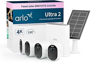 Arlo Ultra 2 Outdoor WiFi Surveillance Camera 4K + Solar Panel, Indoor WiFi Surveillance Camera, Motion Sensor, Night Vision, Arlo Secure Test Included, 4 Cameras, White asin的图片
