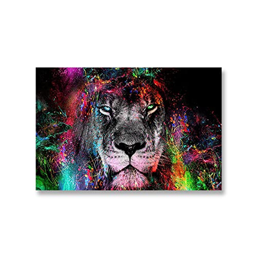 Toile de lion graffiti coloré insufflant force et vitalité au salon