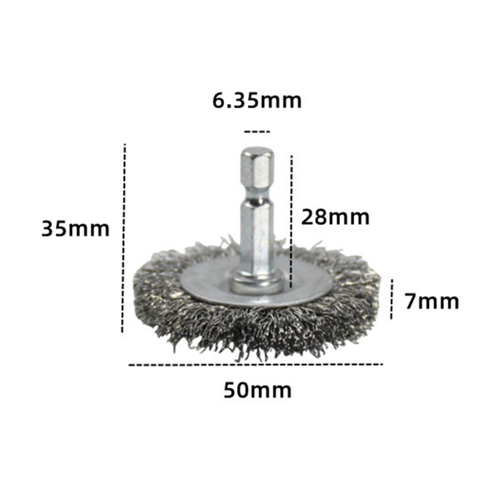 Szczotka druciana do szlifierki, koło druciane ze stali nierdzewnej, 50 mm, z sześciokątnym uchwytem 6,35 mm, do szlifowania, usuwania rdzy, kształt miski, 30 szt