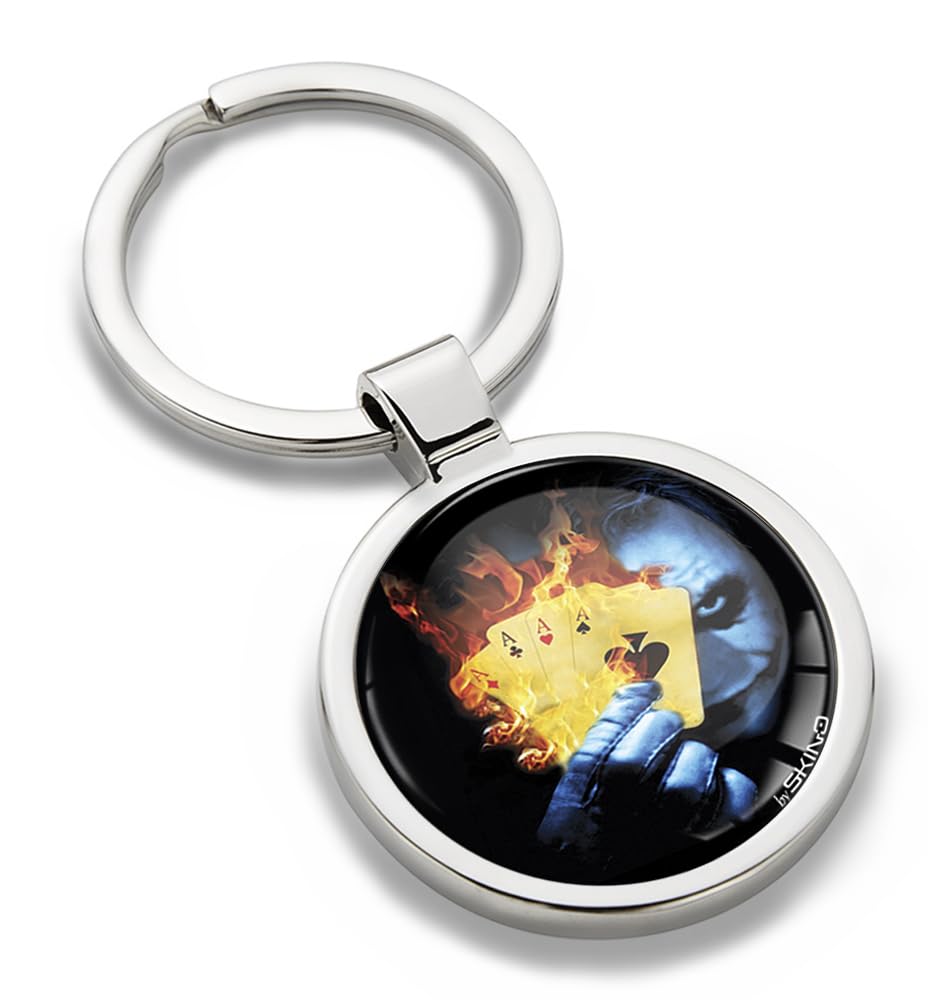 Skinoeu Unisex Silver Metal Keyring Car Key With Gift Box Joker Poker Cards Gift Metal Key Ring Stainless Steel Keychain Accessories Men Women Kk 169